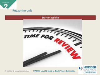 CACHE Level 2 Intro to Early Years Education© Hodder & Stoughton Limited
Starter activity
Recap the unit
 