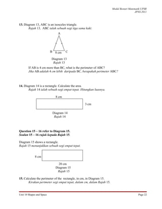Unit 10 shapes and space