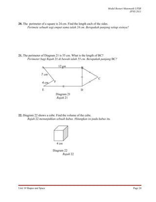 Unit 10 shapes and space
