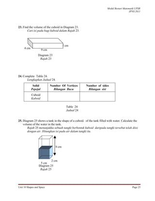 Unit 10 shapes and space