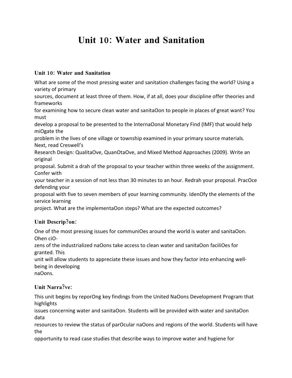 Unit 10 water and sanitation