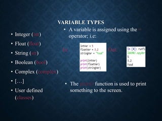 ppt notes for python language variable data types | PPT | Free Download