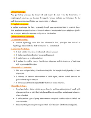 UNIT 1 Introduction of psychology and scope of psychology branches | PDF