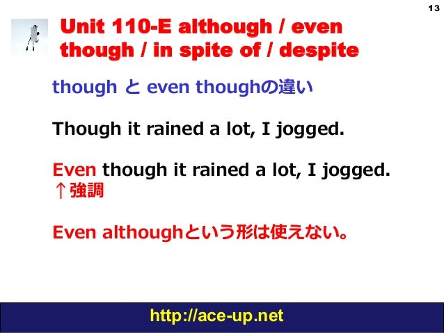 わかる中級英文法 Grammar In Use Unit 110 Although Though Despite わかる中級英文法 Grammar In Use Unit 110 Although Though Despite