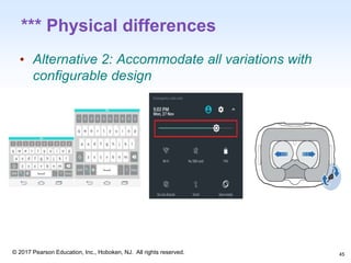 1-45
© 2017 Pearson Education, Inc., Hoboken, NJ. All rights reserved.
*** Physical differences
• Alternative 2: Accommodate all variations with
configurable design
45
 