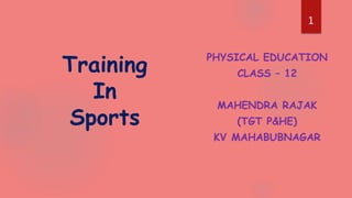 PHYSICAL EDUCATION
CLASS – 12
MAHENDRA RAJAK
(TGT P&HE)
KV MAHABUBNAGAR
Training
In
Sports
1
1
1
1
 