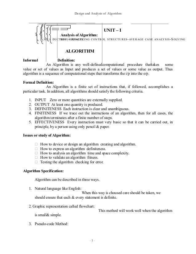 Design And Analysis Of Algorithms Design And Analysis Of Algorithms