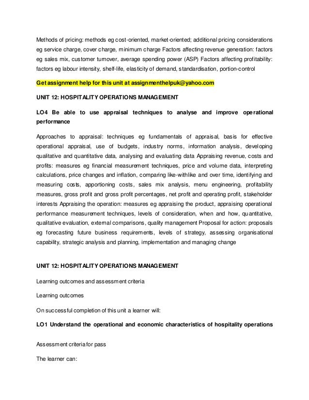 Types of hospitality operations image