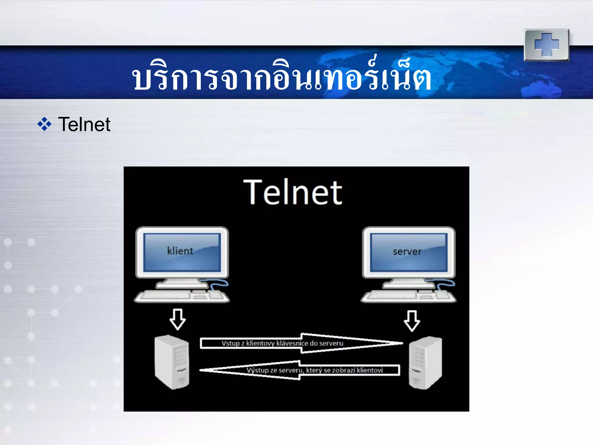 บริการจากอินเทอร์เน็ต
 Telnet
 