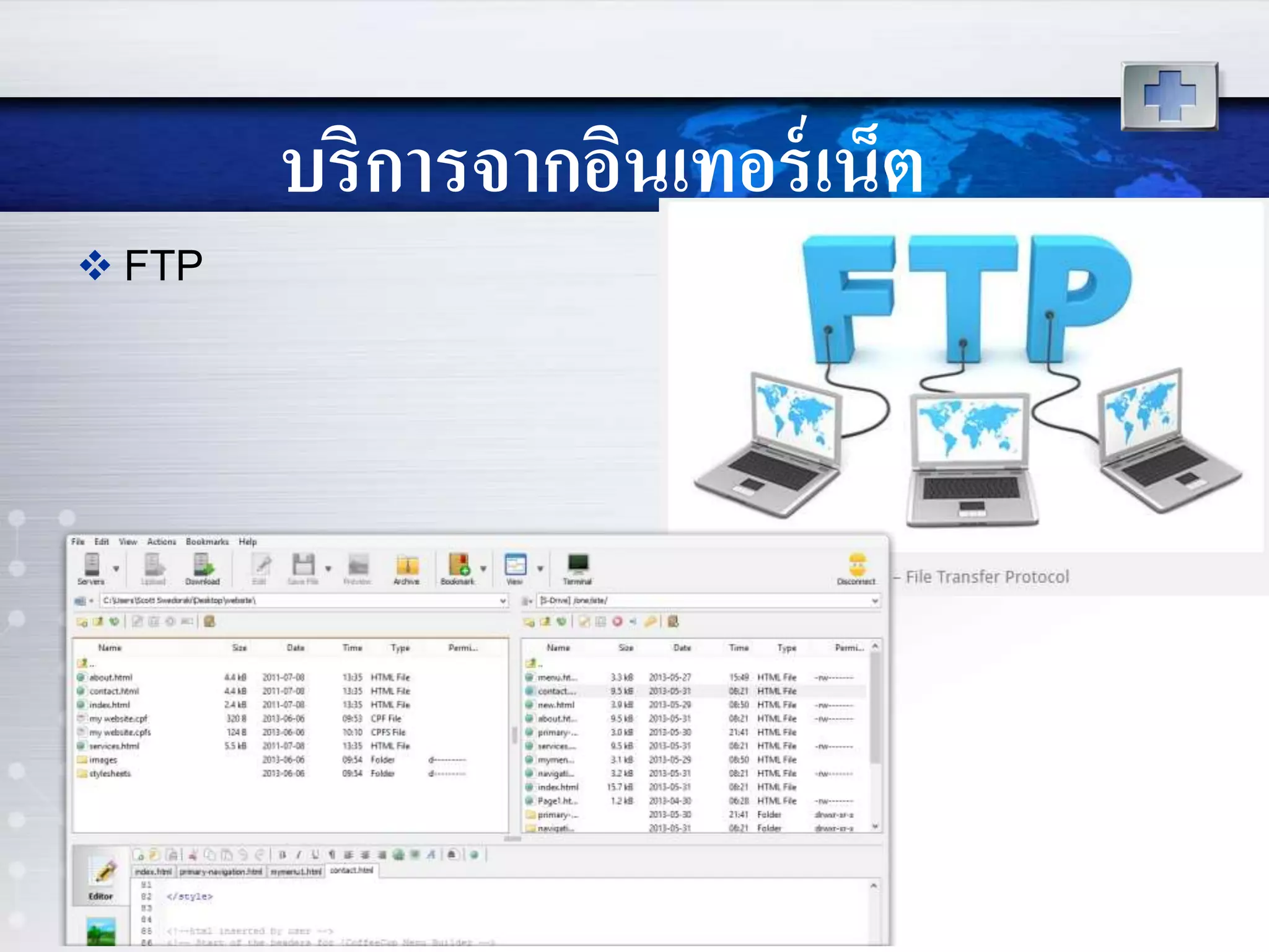 บริการจากอินเทอร์เน็ต
 FTP
 