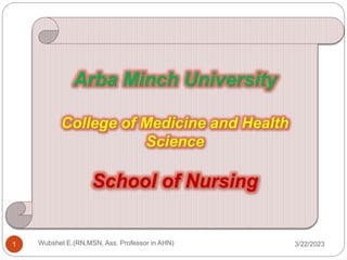 Wubshet E.(RN,MSN, Ass. Professor in AHN)
1
Arba Minch University
College of Medicine and Health
Science
School of Nursing
3/22/2023
 