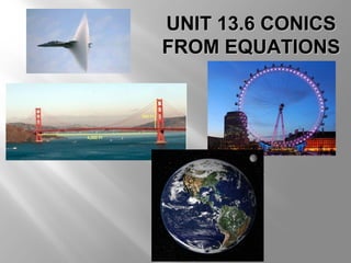UNIT 13.6 CONICSUNIT 13.6 CONICS
FROM EQUATIONSFROM EQUATIONS
 