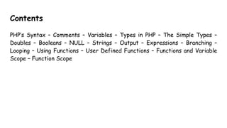 Basics of PHP by Dr.C.R.Dhivyaa Kongu Engineering College | PPTX