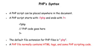 Basics of PHP by Dr.C.R.Dhivyaa Kongu Engineering College | PPTX