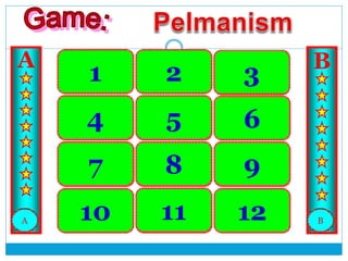 map
jump
stop
stopped1 clubs
4
step
2 rob
robbed
3
jumped 6
maps
5
stepsclub7 8 9
10 11 12
A B
A B
 