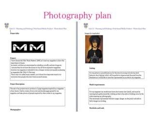 Photography plan
 