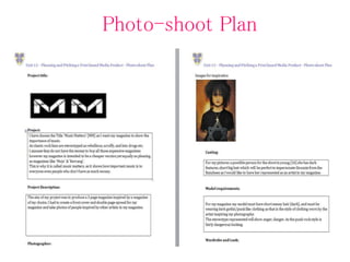 Photo-shoot Plan
 