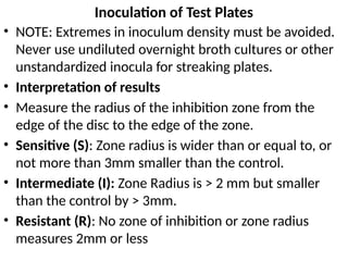 Half Plate Inoculation Antimicrobial susceptibility testing by Disc diffusion methods,Tube ...