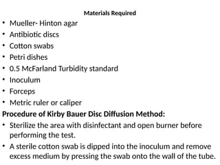 Antimicrobial susceptibility testing by Disc diffusion methods,Tube ...