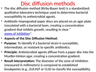 Antimicrobial susceptibility testing by Disc diffusion methods,Tube ...