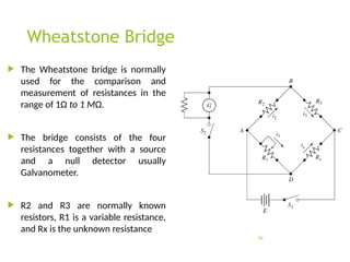 Wheatstone Bridge R1 R2 Known R3 Variable Measurements and instrumentation systems | PPT