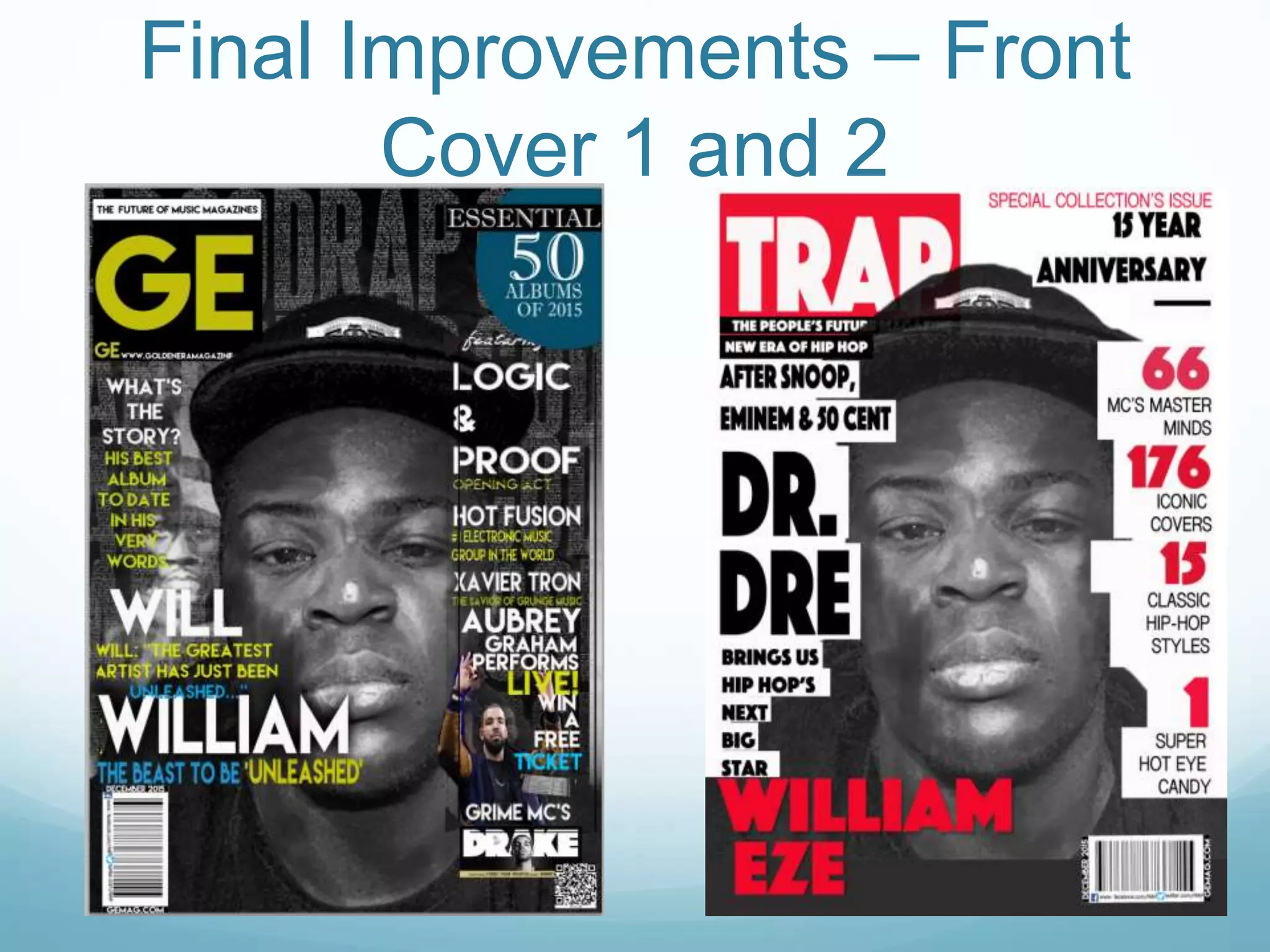 Final Improvements – Front
Cover 1 and 2
 