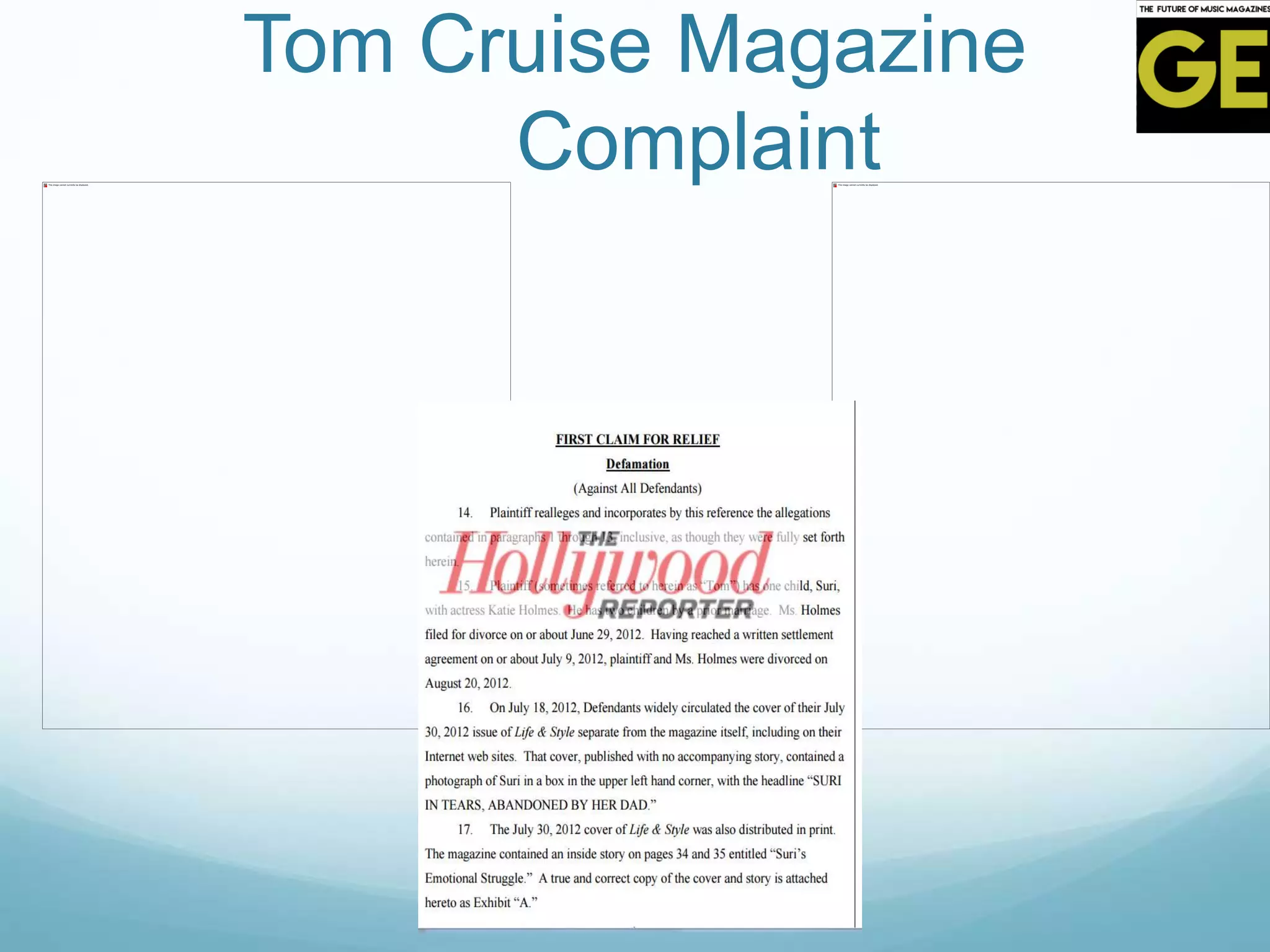 Tom Cruise Magazine
Complaint
 