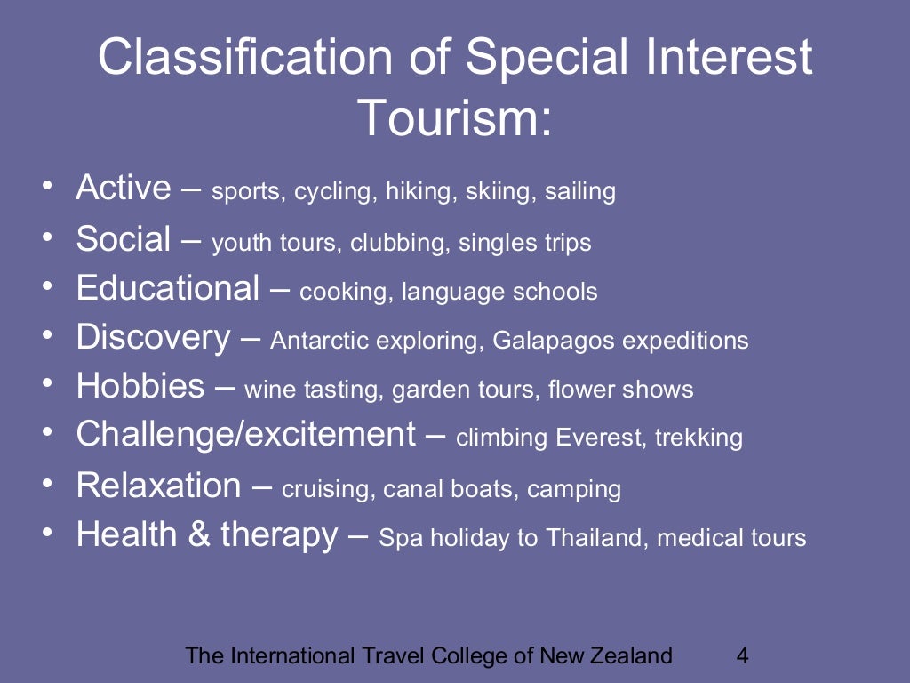 development of special interest tourism