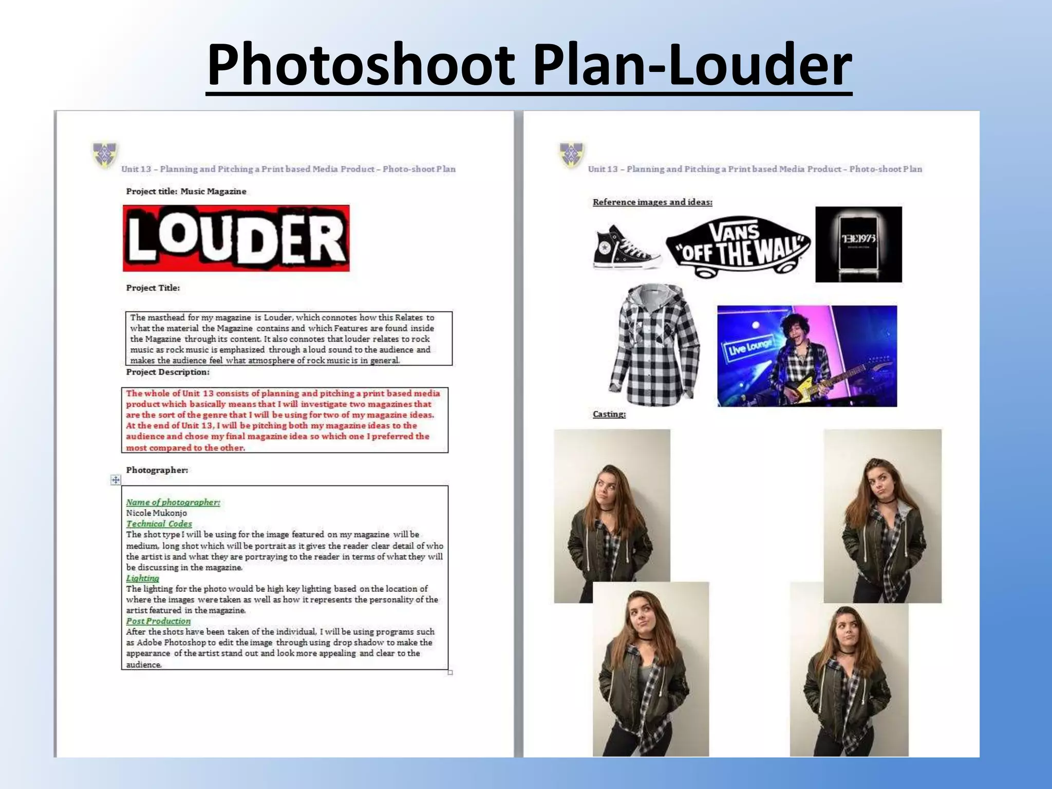 Photoshoot Plan-Louder
 