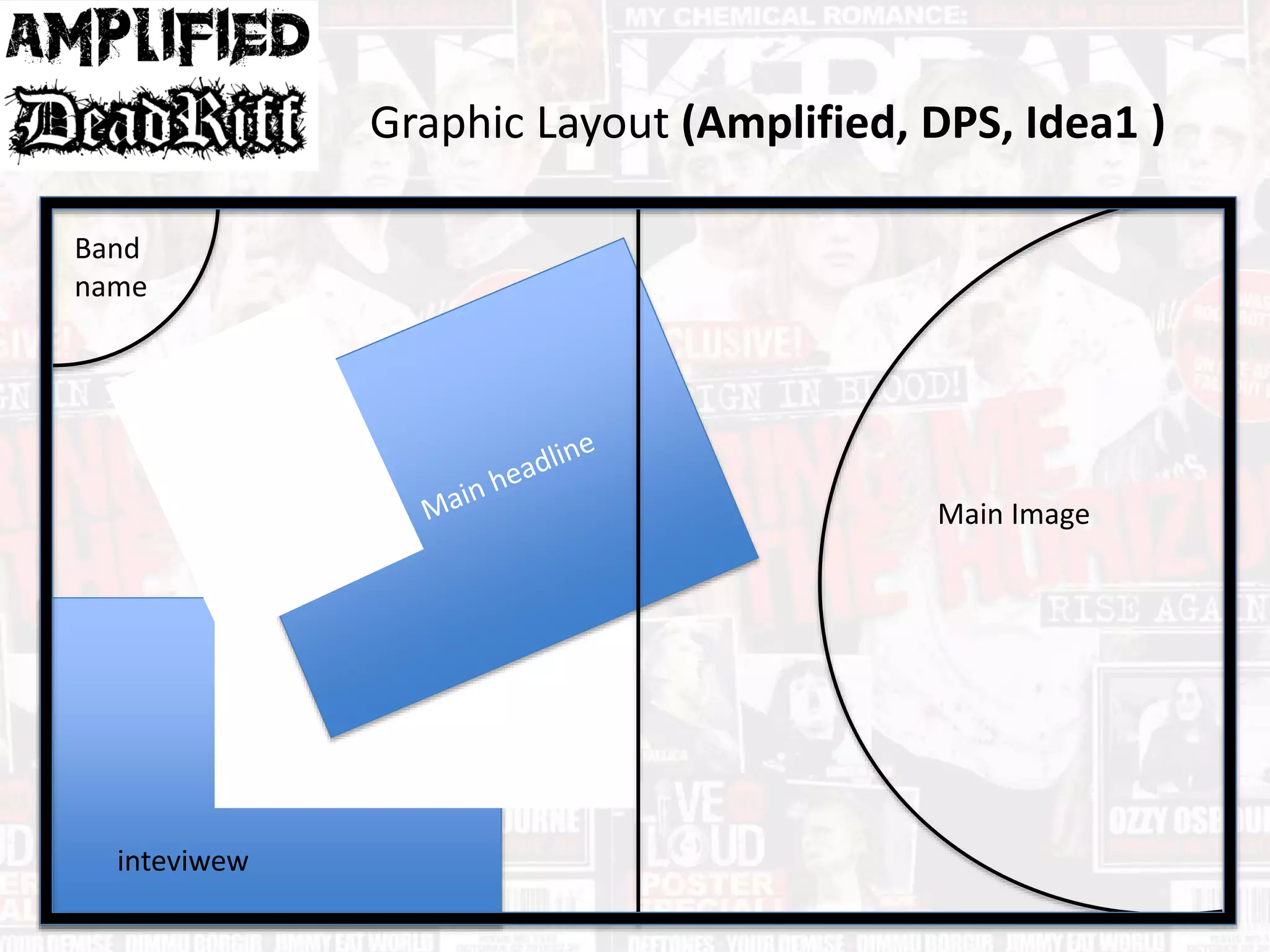 Graphic Layout (Amplified, DPS, Idea1 )
Band
name
Main Image
inteviwew
 