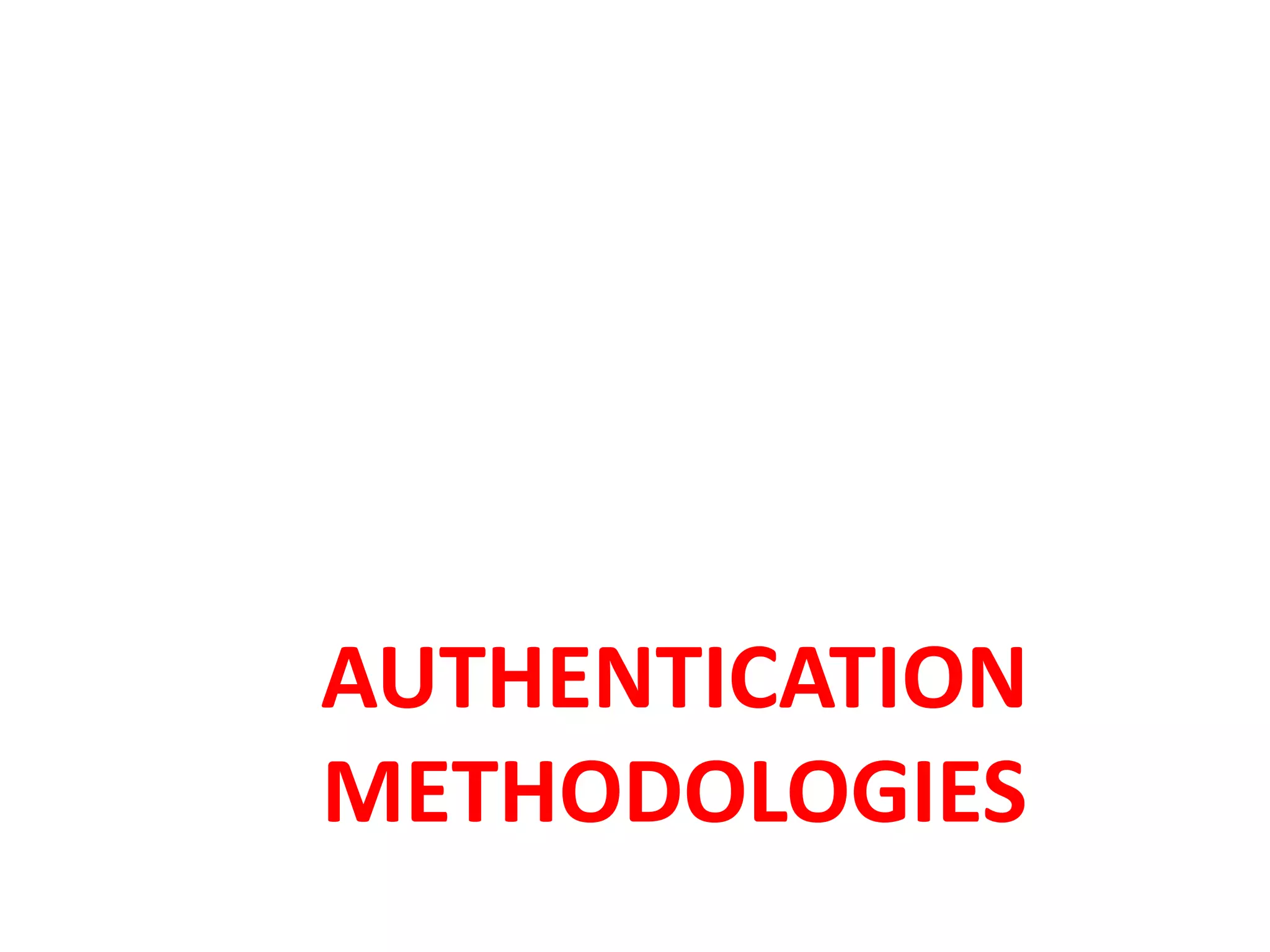 AUTHENTICATION
METHODOLOGIES
 