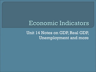 Unit 14 Notes on GDP, Real GDP, Unemployment and more 