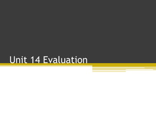 Unit 14 Evaluation
 