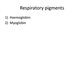 Respiratory pigments
1) Haemoglobin:
2) Myoglobin
 