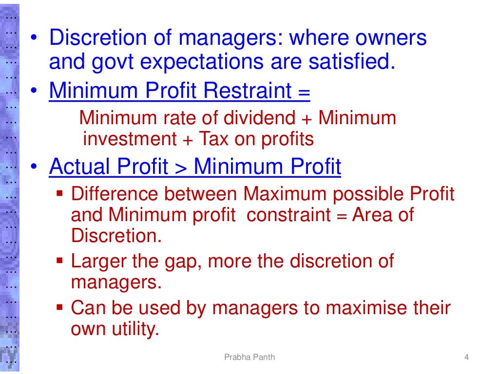 Williamson’s model of managerial discretion