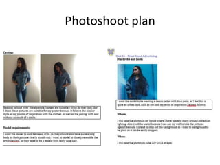 Photoshoot plan
 