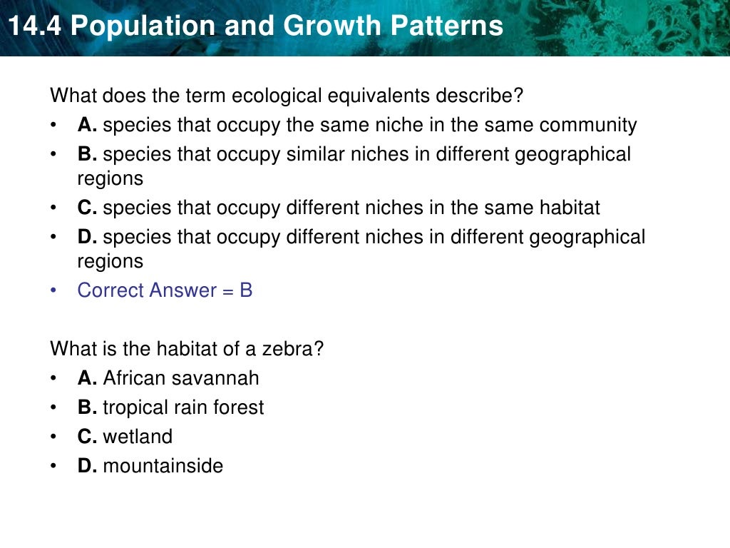 Unit 15a Habitat niche interactions and growth patterns