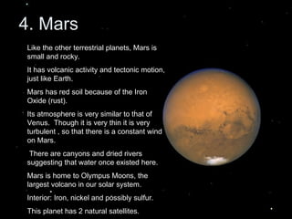 Introduction Of Mars Unit 1_5 The Solar System power point presentation | PPT