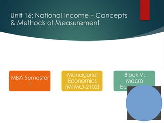 Comprehensive Overview of National Income Concepts and Measurement ...