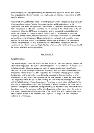 Unit 19 screenwriting- learning aim a and b | DOCX