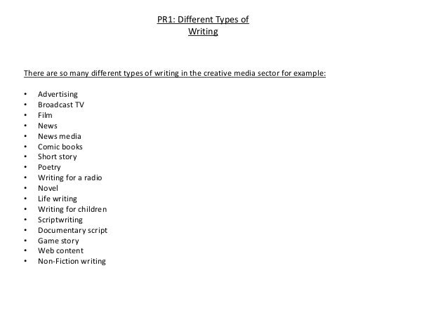 Kinds of creative writing