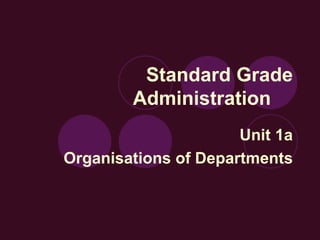 Standard Grade Administration Unit 1a Organisations of Departments 
