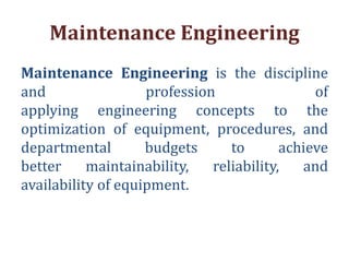 PRINCIPLES AND PRACTICES OF MAINTENANCE PLANNING | PPTX