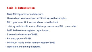 Unit 1 microporcessor and microcontroller | PPTX