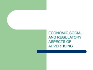 ECONOMIC,SOCIAL
AND REGULATORY
ASPECTS OF
ADVERTISING
 