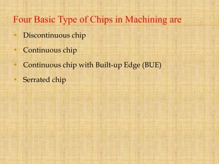 Machining Chip Types Unit 1 a fundametal of machining | PPTX