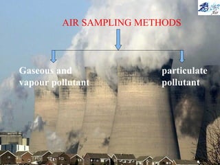 AIR SAMPLING METHODS
particulate
pollutant
Gaseous and
vapour pollutant
 
