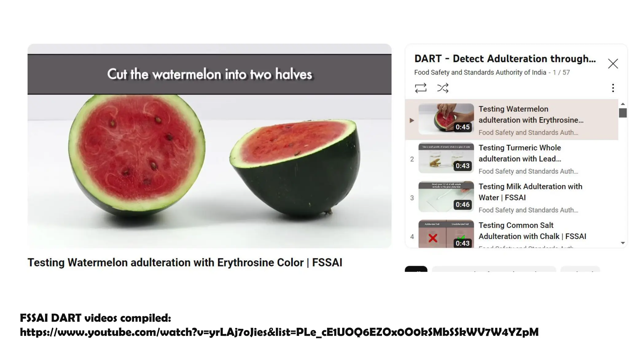 FSSAI DART videos compiled:
https://www.youtube.com/watch?v=yrLAj7oJies&list=PLe_cE1UOQ6EZOx0O0kSMbSSkWV7W4YZpM
 