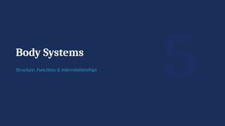 5
Body Systems
Structure, Functions & Interrelationships
 
