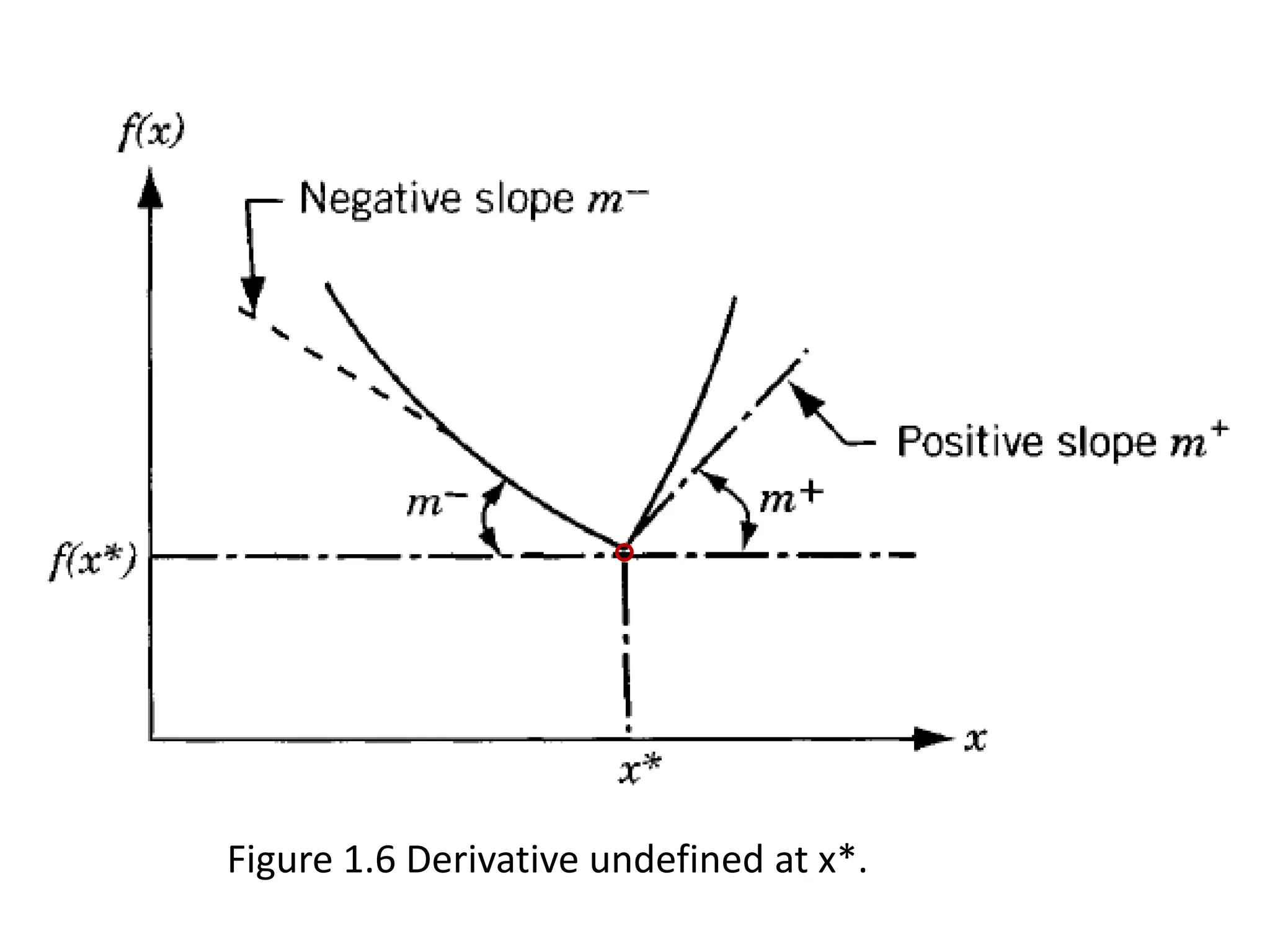 Figure 1.6 Derivative undefined at x*.
 